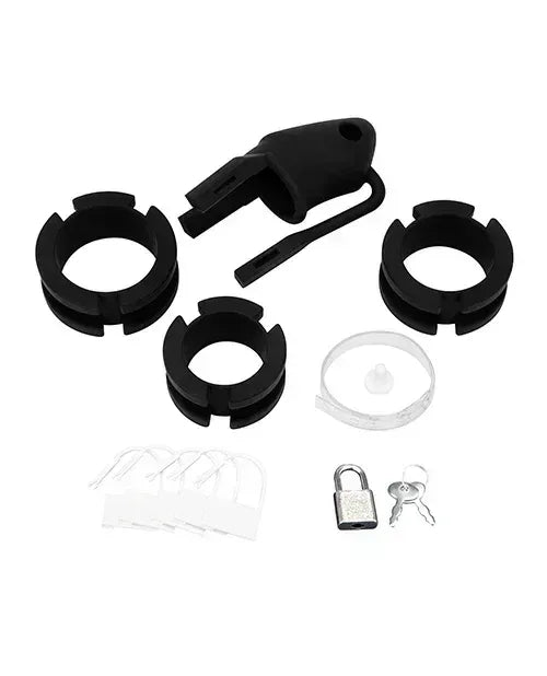 Blue Line 2" Silicone Mini Cock Cage With Ball Divider - Black - Lady Maven - Maison du Maven