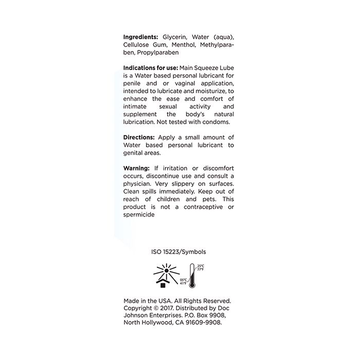 Main Squeeze Cooling/Tingling Water-Based Lubricant - 3.4 oz