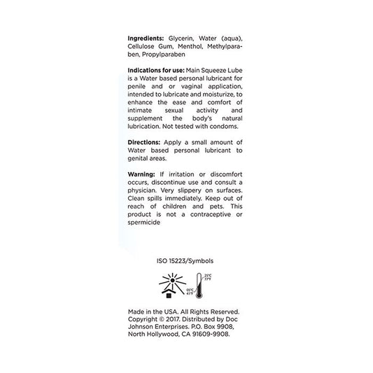 Main Squeeze Cooling/Tingling Water-Based Lubricant - 3.4 oz