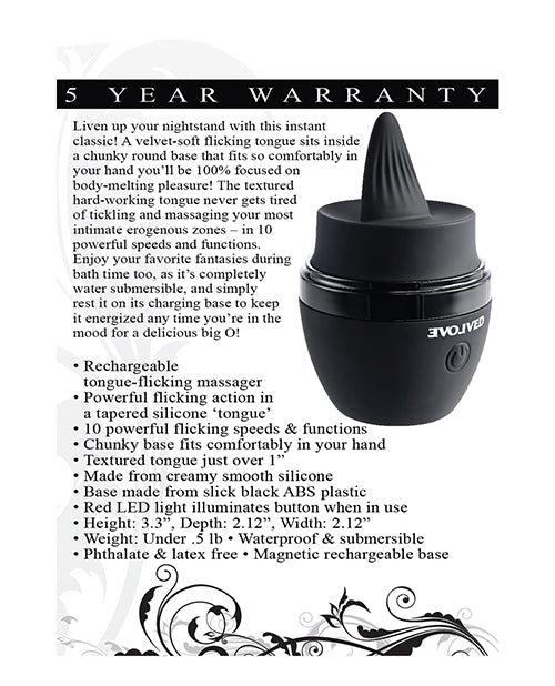 Evolved Tongue Tied Flicking Massager - Black - Lady Maven - Maison du Maven