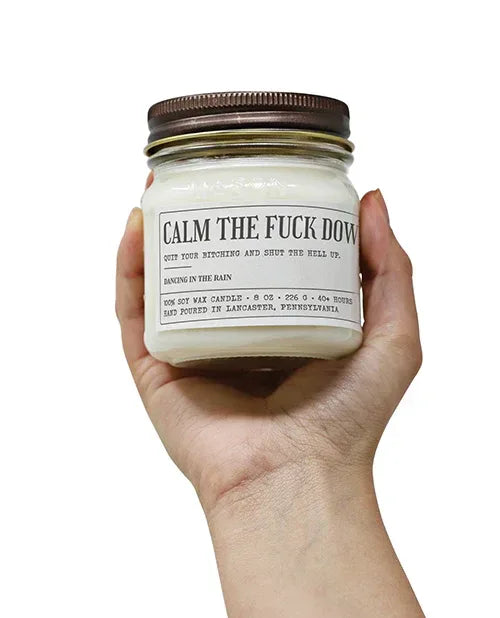 Calm The Fuck Down Funny Candle 8 oz Soy Wax for Stress Relief - Lady Maven - Maison du Maven