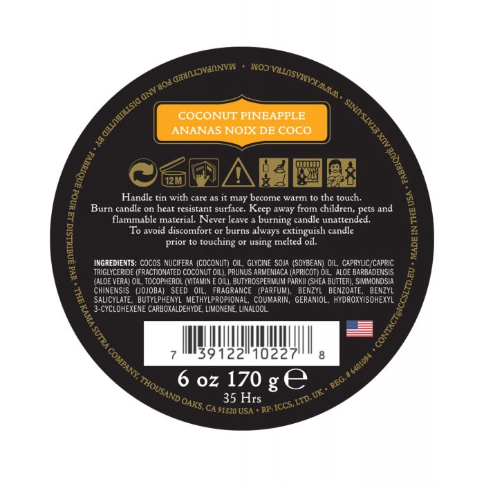 Kama Sutra Ignite Massage Soy Candle - Coconut Pineapple - Lady Maven - Maison du Maven