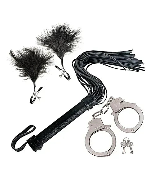Bondage Whip and Cuff Set by Nasstoys - Black - Lady Maven - Maison du Maven