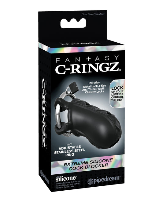 Fantasy C-Ringz Extreme Silicone Cock Blocker - Black - Lady Maven - Maison du Maven