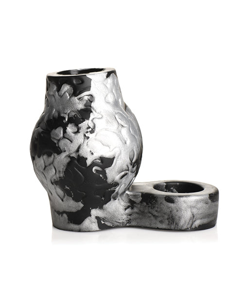 Creature Cocks Night Prowler Silicone Penis Sleeve & Ball Stretcher - Large, Silver/Black - Lady Maven - Maison du Maven