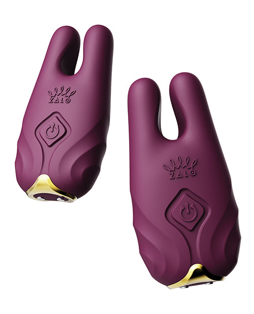 ZALO Nave Vibrating Nipple Clamps - Velvet Purple - Lady Maven - Maison du Maven