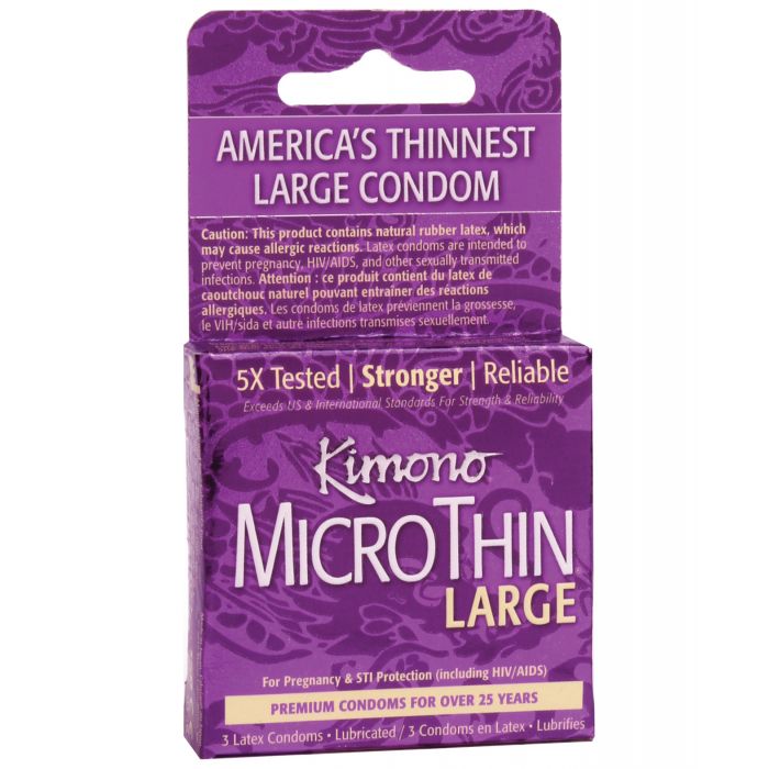 Kimono Micro Thin Large Condoms - Box of 3