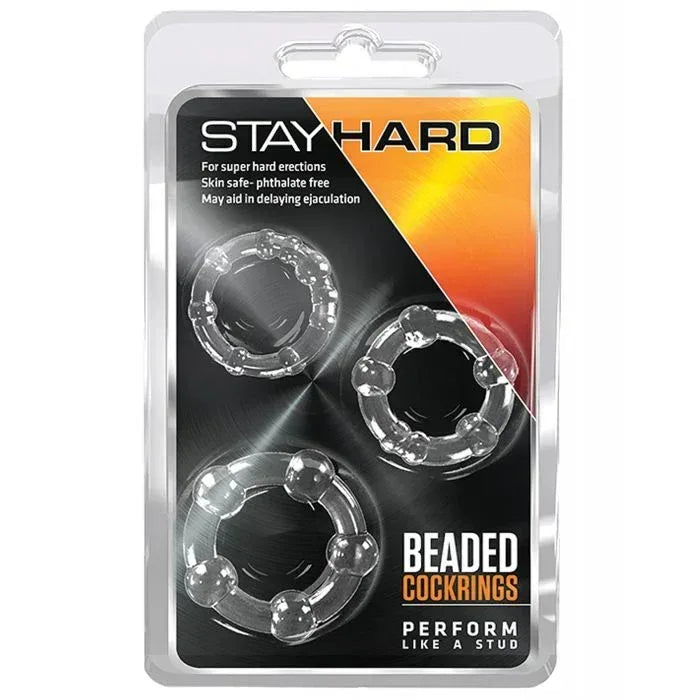 Blush Stay Hard Beaded Cock Rings 3 Pack - Clear for Enhanced Stamina and Pleasure - Lady Maven - Maison du Maven