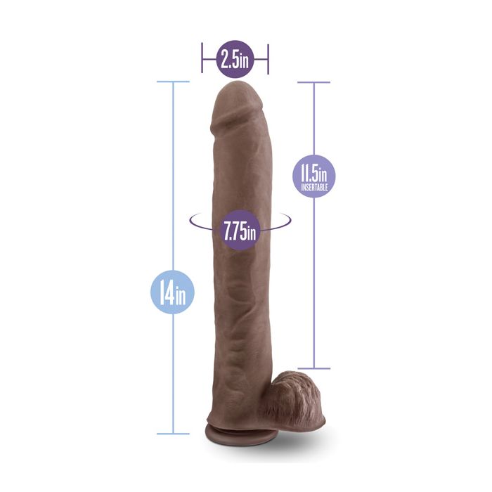 Blush Au Naturel Daddy 14" Sensa Feel Dual Density Dong w/Suction Cup - Chocolate - Lady Maven - Maison du Maven