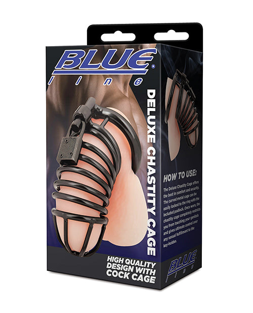 Blue Line Deluxe Chastity Cage - Black - Lady Maven - Maison du Maven
