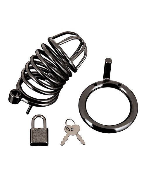 Blue Line Deluxe Chastity Cage - Black - Lady Maven - Maison du Maven