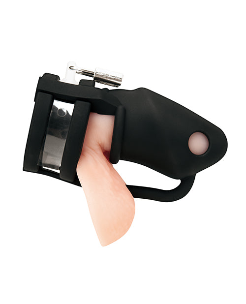 Blue Line 2" Silicone Mini Cock Cage With Ball Divider - Black - Lady Maven - Maison du Maven