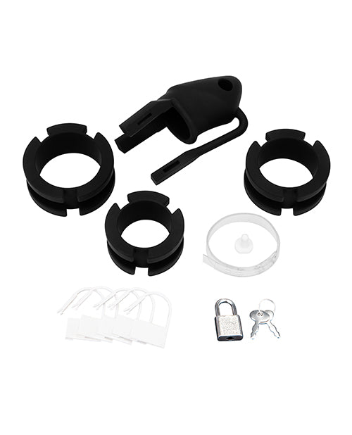 Blue Line 2" Silicone Mini Cock Cage With Ball Divider - Black - Lady Maven - Maison du Maven