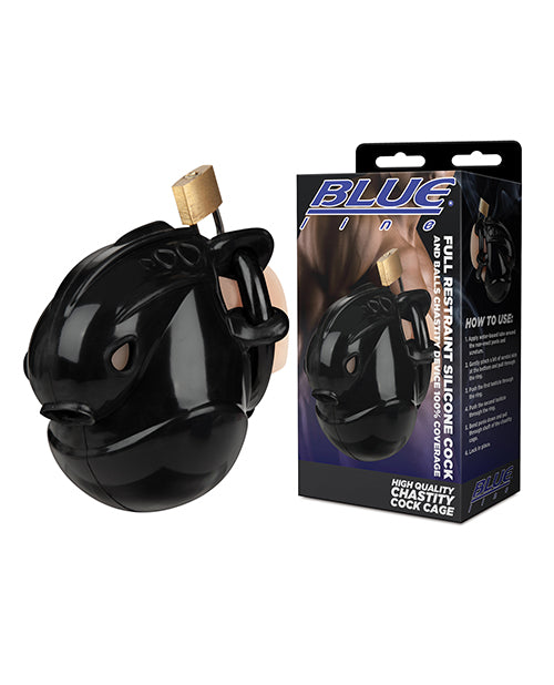 Full Restraint Silicone Cock & Balls Chastity Device - 100% Coverage Black - Lady Maven - Maison du Maven