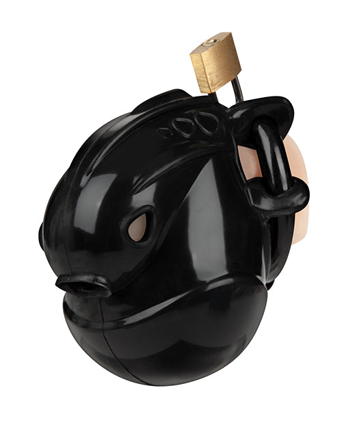 Full Restraint Silicone Cock & Balls Chastity Device - 100% Coverage Black - Lady Maven - Maison du Maven