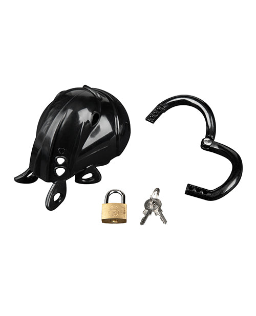 Full Restraint Silicone Cock & Balls Chastity Device - 100% Coverage Black - Lady Maven - Maison du Maven
