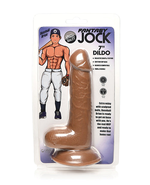 Curve Toys Fantasy Jock Baseball Brian 7" Dildo w/Balls - Tan - Lady Maven - Maison du Maven