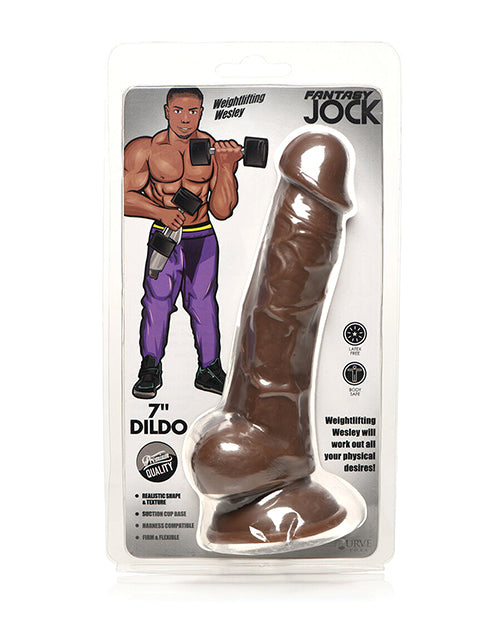 Curve Toys Fantasy Jock Weightlifting Wesley 7" Dildo w/Balls - Dark - Lady Maven - Maison du Maven