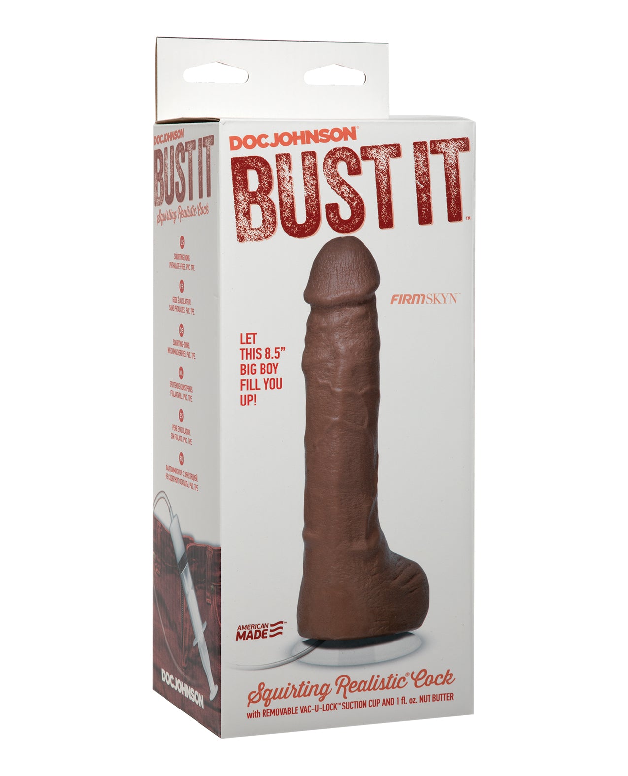 Bust It Squirting Realistic Cock w/1 oz Nut Butter - Brown - Lady Maven - Maison du Maven