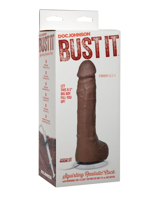 Bust It Squirting Realistic Cock w/1 oz Nut Butter - Brown - Lady Maven - Maison du Maven