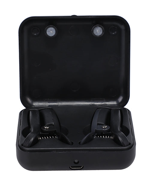 Merci Vibro Grippers Rechargeable Vibrating & Wireless Nipple Clamps - Black - Lady Maven - Maison du Maven
