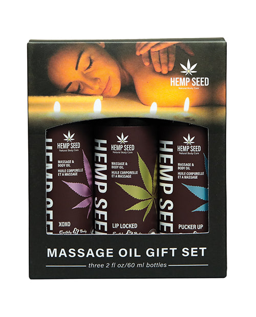 Earthly Body 2026 Valentines Massage Oil Gift Set - 2 oz Asst. Scents Box of 3