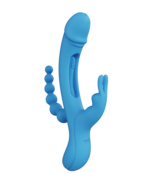 Trilux Kinky Finger Rabbit Vibrator w/Anal Beads - Blue - Lady Maven - Maison du Maven