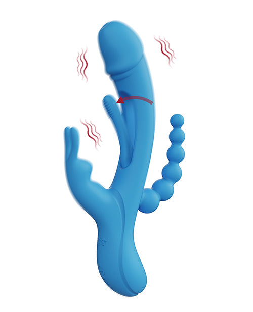 Trilux Kinky Finger Rabbit Vibrator w/Anal Beads - Blue - Lady Maven - Maison du Maven