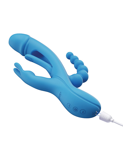 Trilux Kinky Finger Rabbit Vibrator w/Anal Beads - Blue - Lady Maven - Maison du Maven