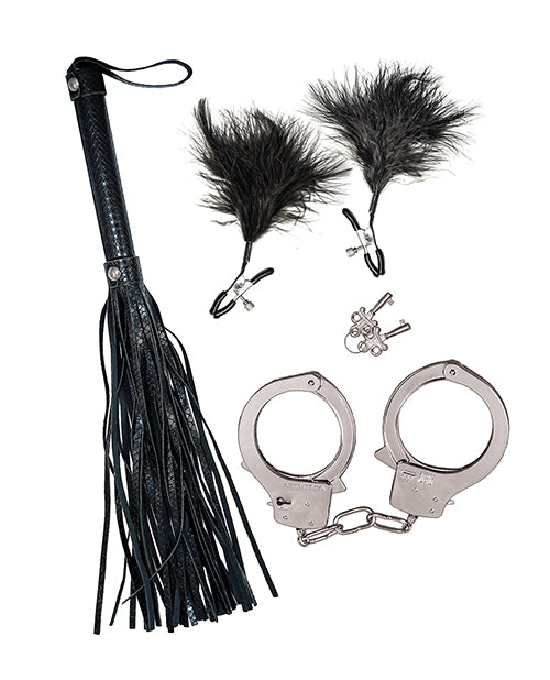 Bondage by Nasstoys Whip & Cuff Set - Black - Lady Maven - Maison du Maven