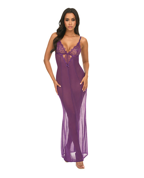 Katana Mesh & Eyelash Lace Gown - Purple L/XL - Lady Maven - Maison du Maven