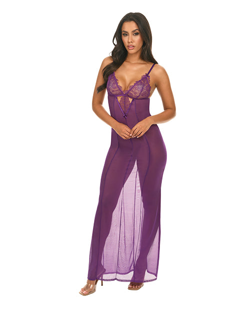Katana Mesh & Eyelash Lace Gown - Purple L/XL - Lady Maven - Maison du Maven