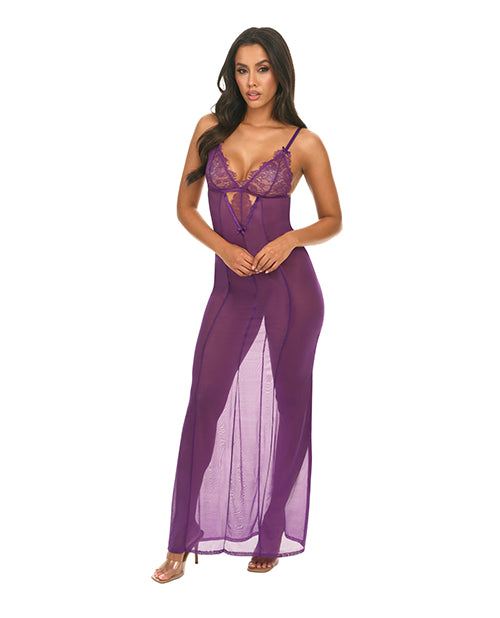 Katana Mesh & Eyelash Lace Gown - Purple L/XL - Lady Maven - Maison du Maven