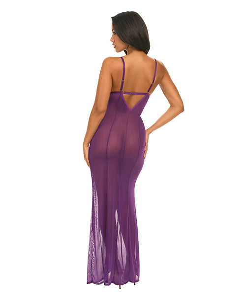 Katana Mesh & Eyelash Lace Gown - Purple L/XL - Lady Maven - Maison du Maven
