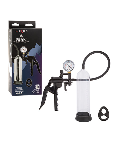 Peak Magnified Gauged Penis Pump System w/Cock & Ball Ring - Black - Lady Maven - Maison du Maven