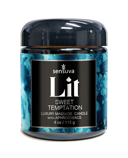 Sensuva Lit Sweet Temptation Luxury Massage Candle - 4 oz Vanilla, Sugar & Sweet Pea - Lady Maven - Maison du Maven