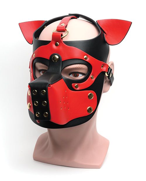665 Bondage Pup Hood - O/S Black/Red - Lady Maven - Maison du Maven