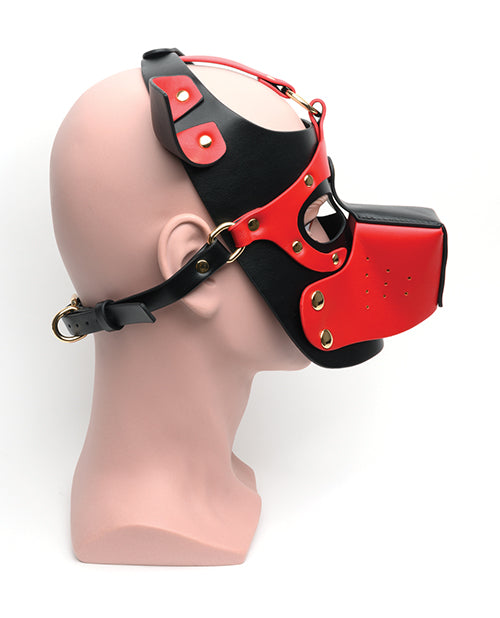 665 Bondage Pup Hood - O/S Black/Red - Lady Maven - Maison du Maven