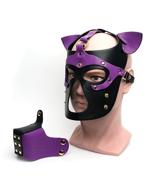 665 Bondage Pup Hood - O/S Black/Purple - Lady Maven - Maison du Maven