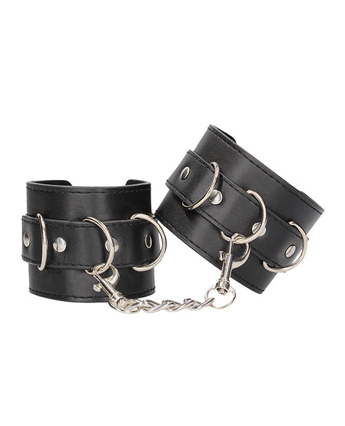 Shots Ouch Black & White Bonded Leather Hand/Ankle Cuffs - Black - Lady Maven - Maison du Maven