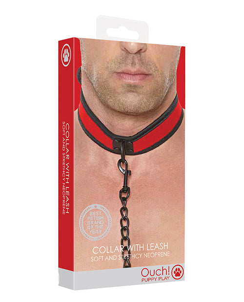 Shots Ouch Puppy Play Puppy Collar w/Leash - Red - Lady Maven - Maison du Maven