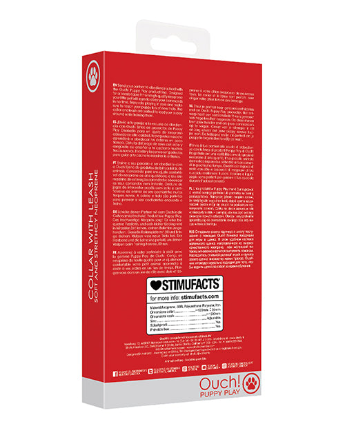 Shots Ouch Puppy Play Puppy Collar w/Leash - Red - Lady Maven - Maison du Maven