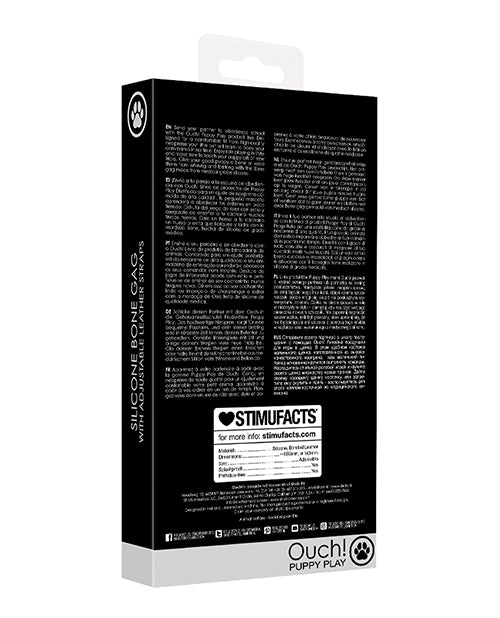 Shots Ouch Puppy Play Silicone Bone Gag - Black - Lady Maven - Maison du Maven