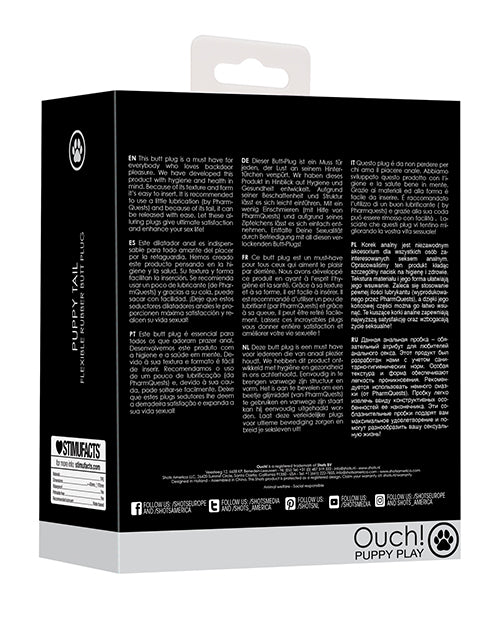 Shots Ouch Puppy Play Tail Butt Plug - Black - Lady Maven - Maison du Maven