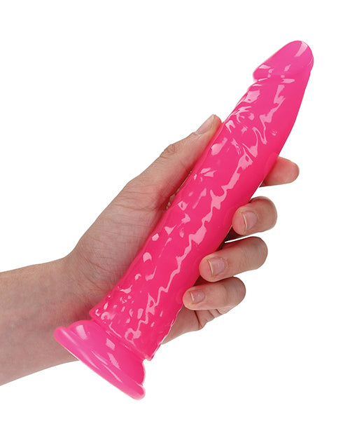 Shots RealRock 8" Slim Dildo Glow in the Dark - Neon Pink - Lady Maven - Maison du Maven