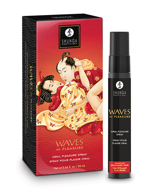 Shunga Waves of Pleasure Oral Pleasure Spray - .66 oz Sparkling Strawberry Wine - Lady Maven - MaisonduMaven