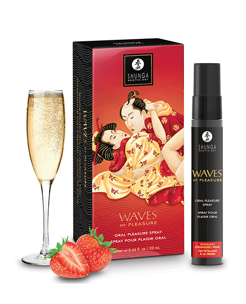 Shunga Waves of Pleasure Oral Pleasure Spray - .66 oz Sparkling Strawberry Wine - Lady Maven - MaisonduMaven