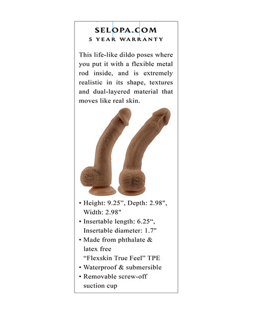 Selopa Natural Feel 7" Flexskin Dildo - Dark - Lady Maven - Maison du Maven