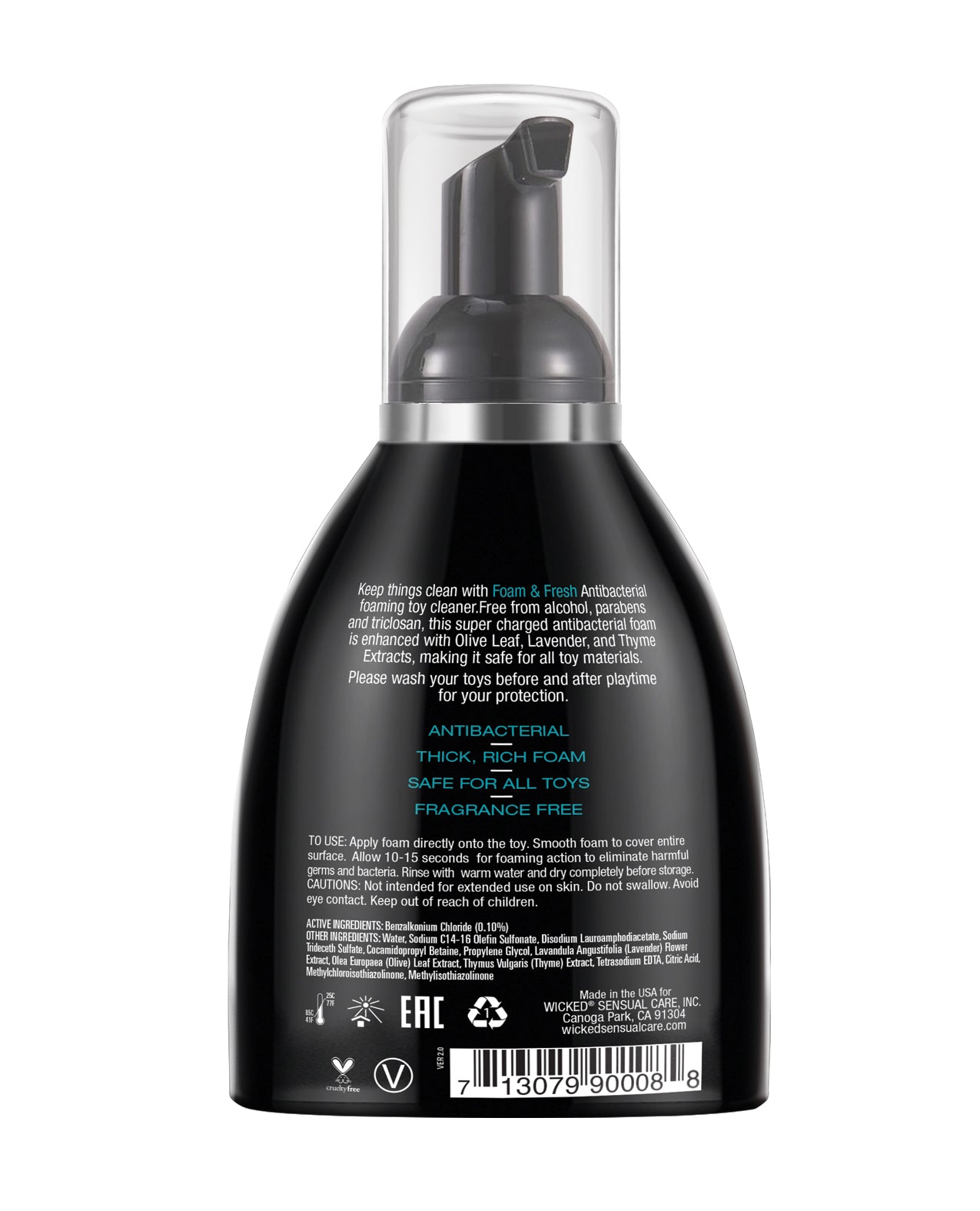 Wicked Sensual Care Foam N Fresh Anti-Bacterial Foaming Toy Cleaner - 8 oz - Lady Maven - Maison du Maven