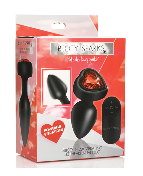 Booty Sparks 28X Silicone Vibrating Red Heart Anal Plug w/Remote - Small - Lady Maven - Maison du Maven